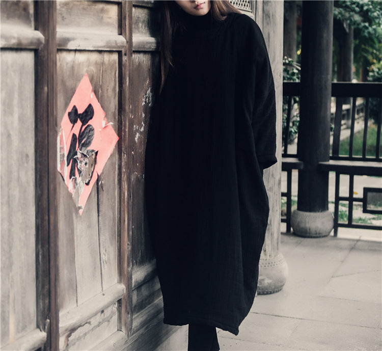 Túnica bordada de algodón y lino de gran tamaño