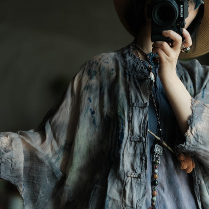 Stone Mist Ramie Batwing Jacket