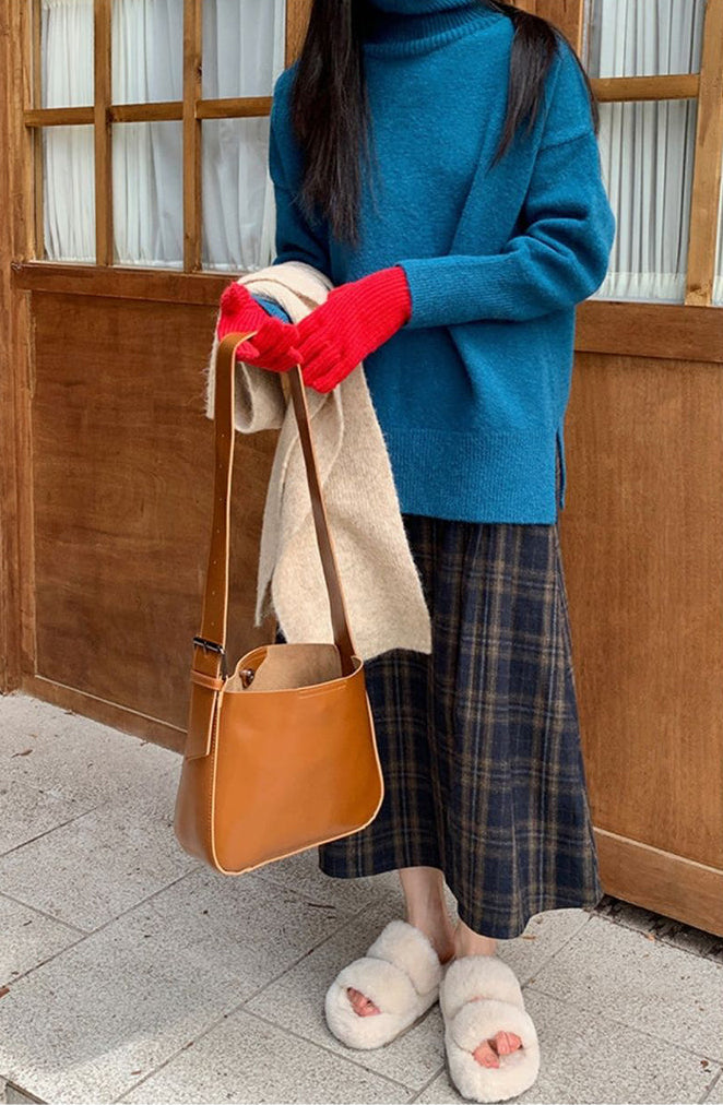 Falda midi de cuadros vintage