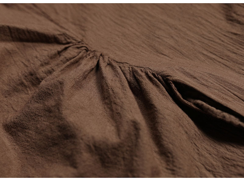 Blusa de algodón y lino con abertura larga