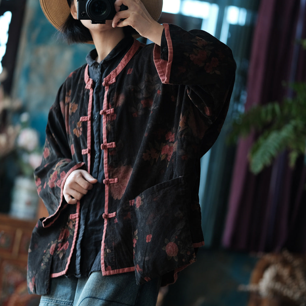 Chaqueta vintage de terciopelo con estampado floral