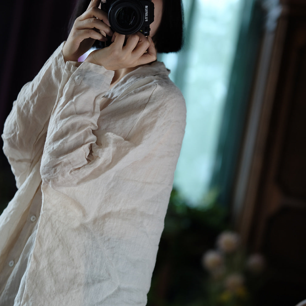 Camisa vintage de lino de gran tamaño