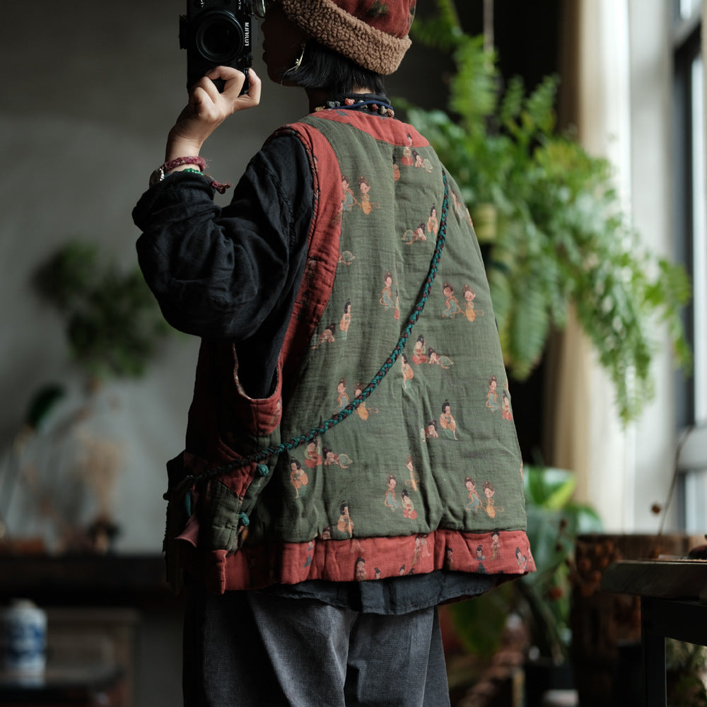 Chaleco de lino con figura vintage