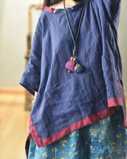 Collar vintage de lino puro hecho a mano 