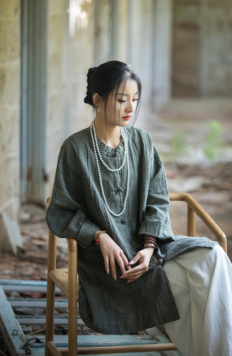 Camisa larga de lino Vintage Harmony