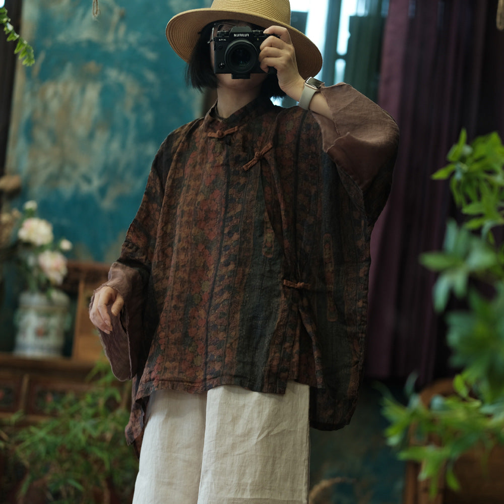 Blusa vintage de ramio tierra