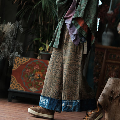 Botanical Archive Cropped Wide-Leg Cotton Pants