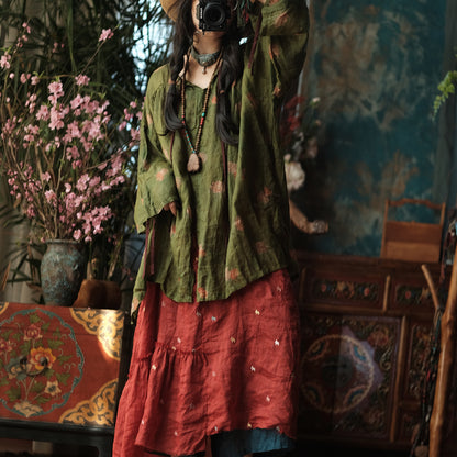 Blusa de lino Vintage Bloom