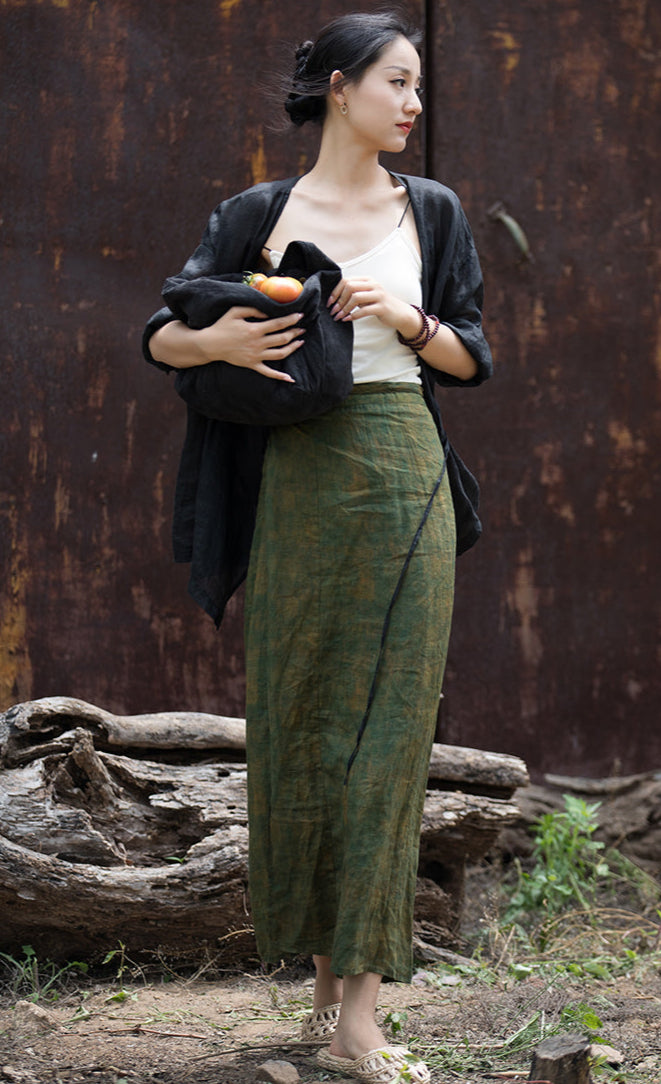 Falda cruzada vintage de lino