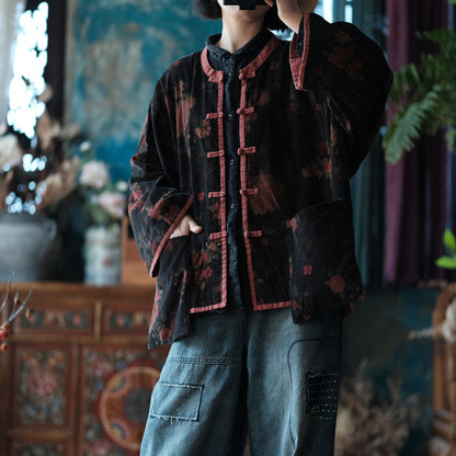 Chaqueta vintage de terciopelo con estampado floral