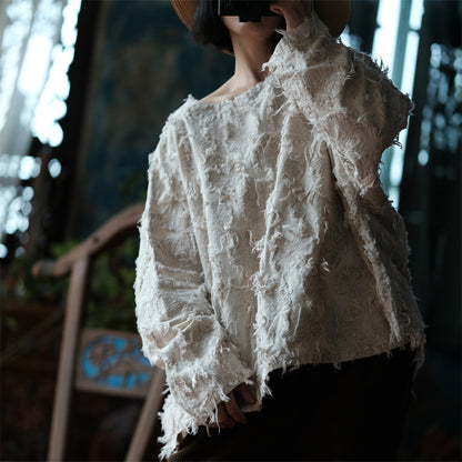 Blusa de lino patchwork crudo