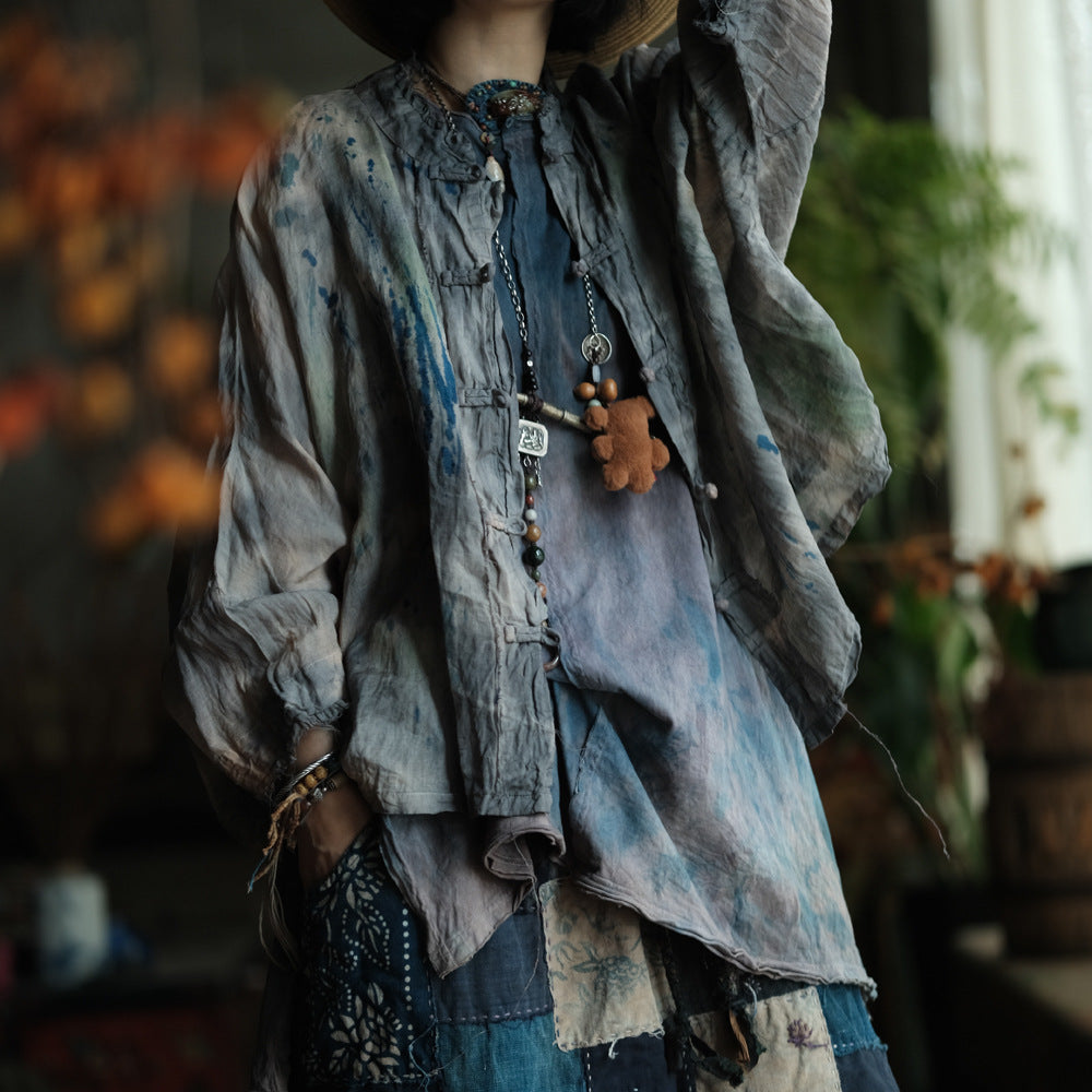 Stone Mist Ramie Batwing Jacket