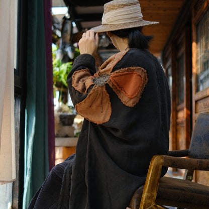 Vestido de lino con patchwork vintage