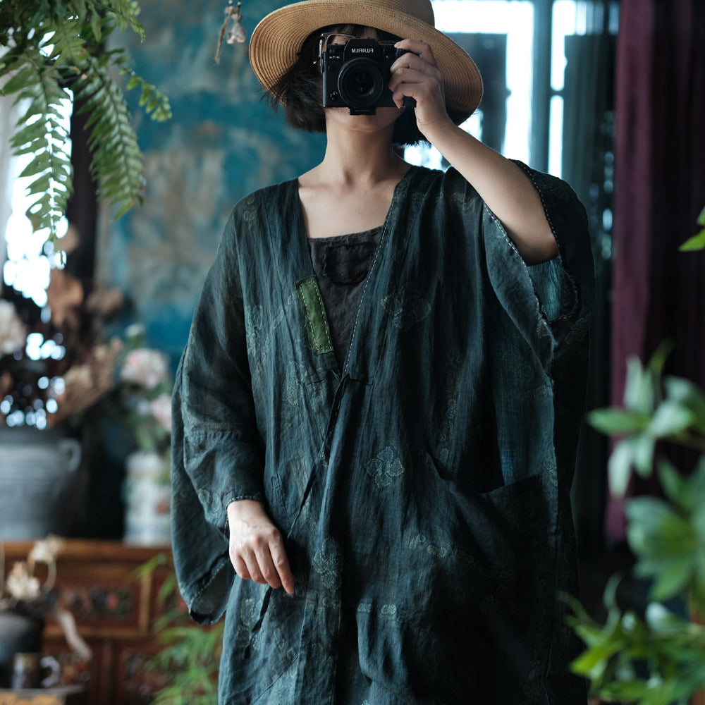 Shadow Bloom Ramie Kimono