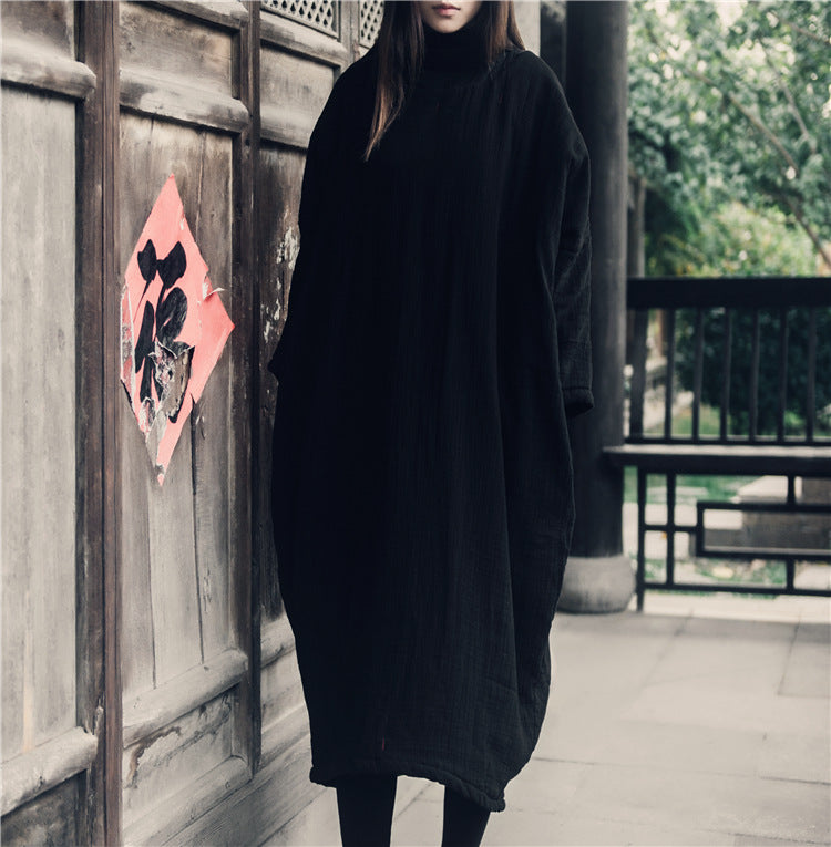 Túnica bordada de algodón y lino de gran tamaño