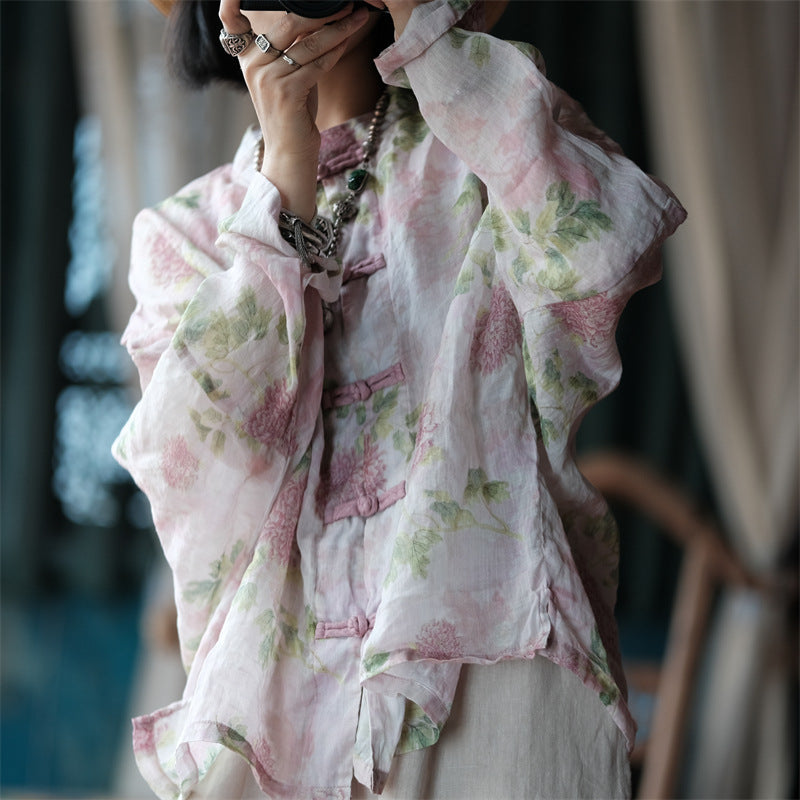 Blusa vintage floral con viento