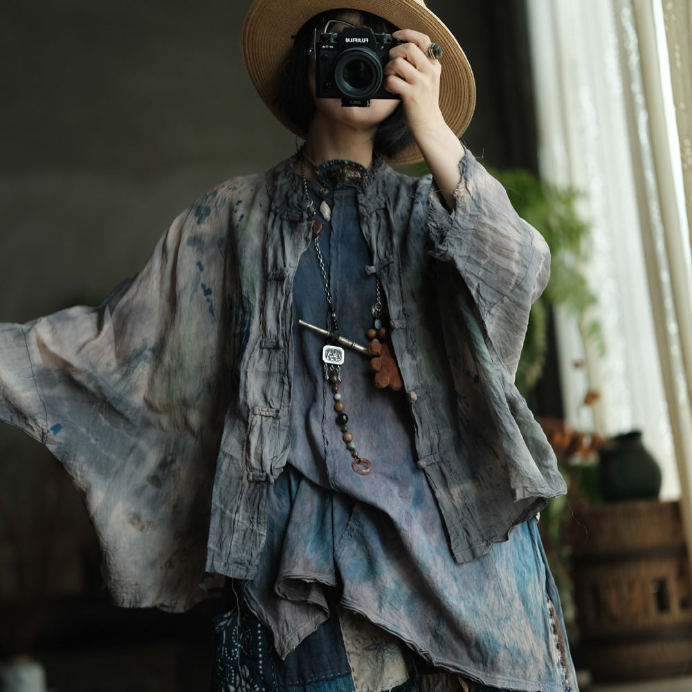 Stone Mist Ramie Batwing Jacket
