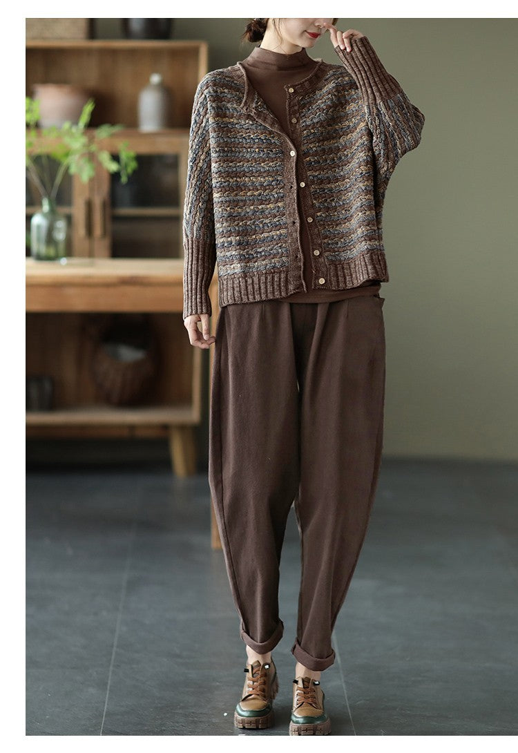 Cárdigan de punto a rayas vintage