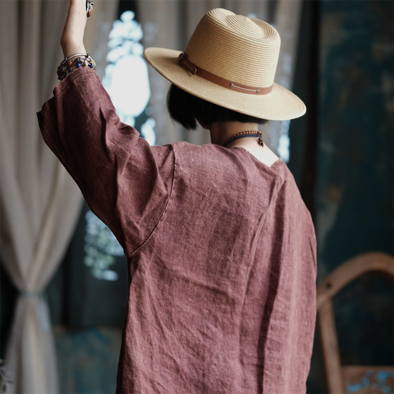 Women's Oversized Vintage Breeze Linen Shirt – Lightweight and Breathable