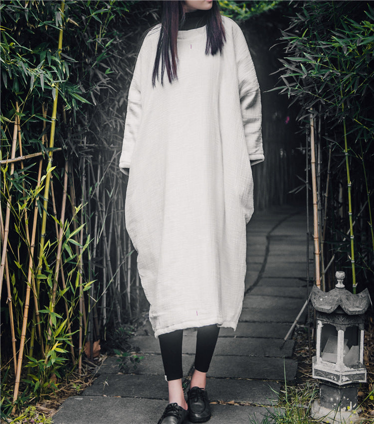 Túnica bordada de algodón y lino de gran tamaño