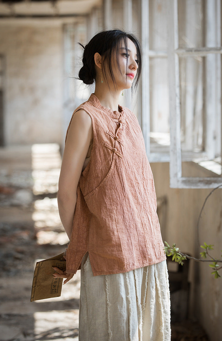 Blusa de lino con cruces vintage