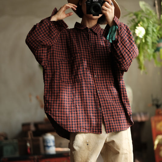 Vintage Plaid Linen Shirt