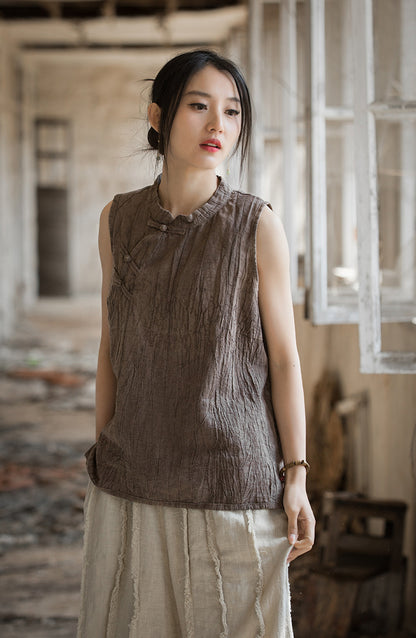 Blusa de lino con cruces vintage