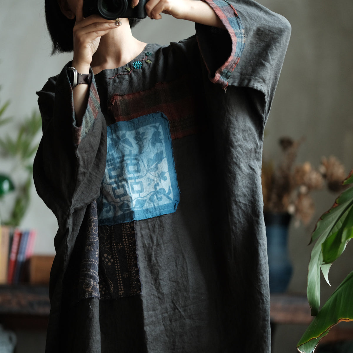 Indigo Relic Linen Dress