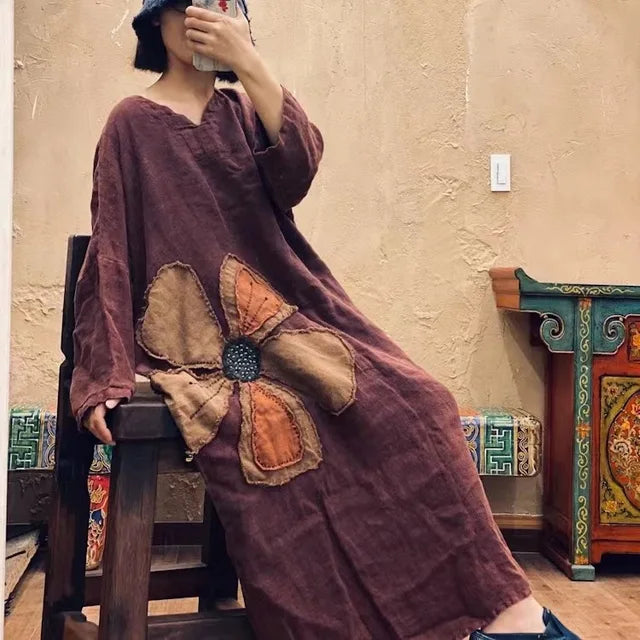 Vestido vintage de patchwork con flores