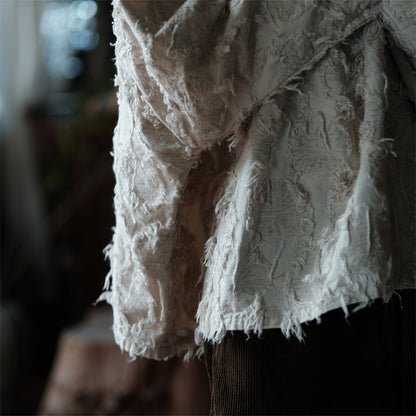 Blusa de lino patchwork crudo