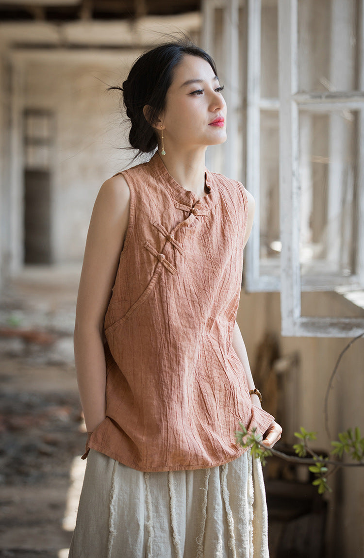 Blusa de lino con cruces vintage