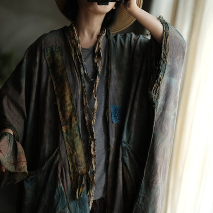 Faded Meadow Linen-Cotton Kimono Coat