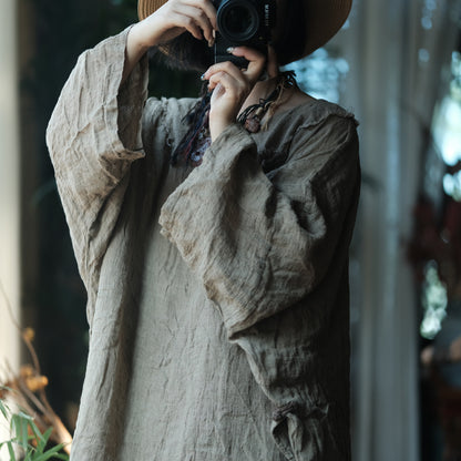 Earthfall Patchwork Linen Dress