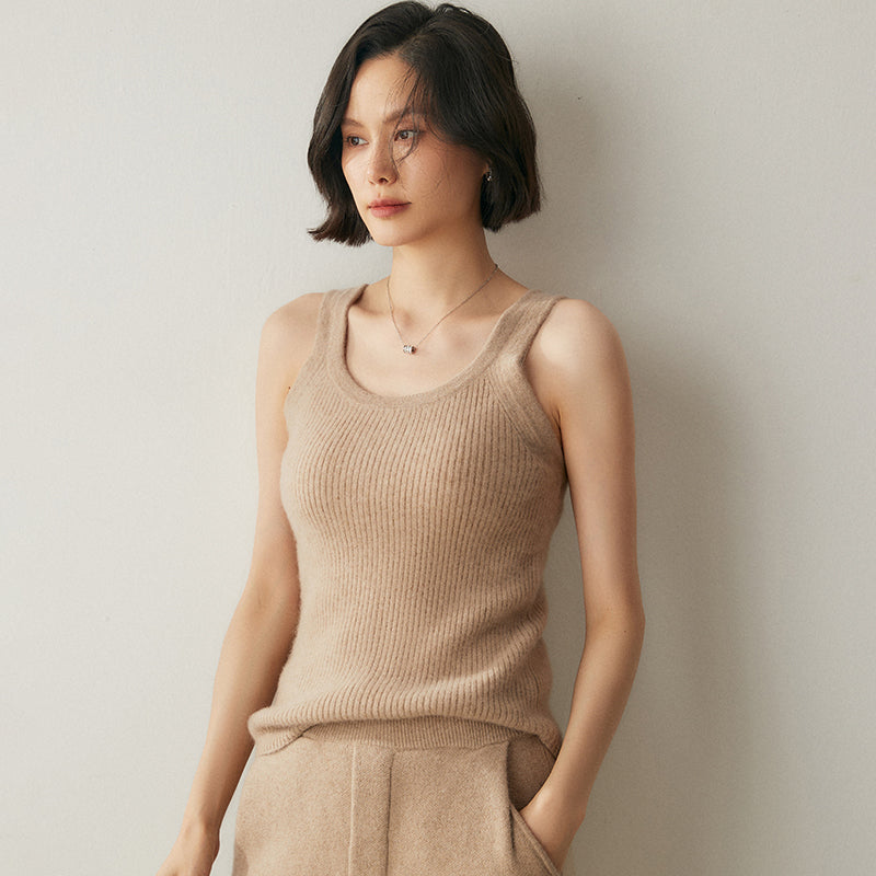 Blusa elegante sin mangas de cachemira