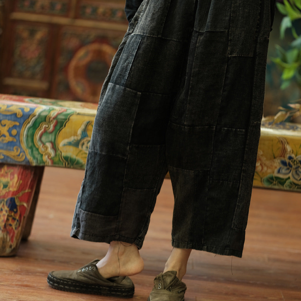 Pantalones de primavera de patchwork vintage