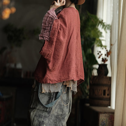 Blusa de retales Heritage Ember de lino