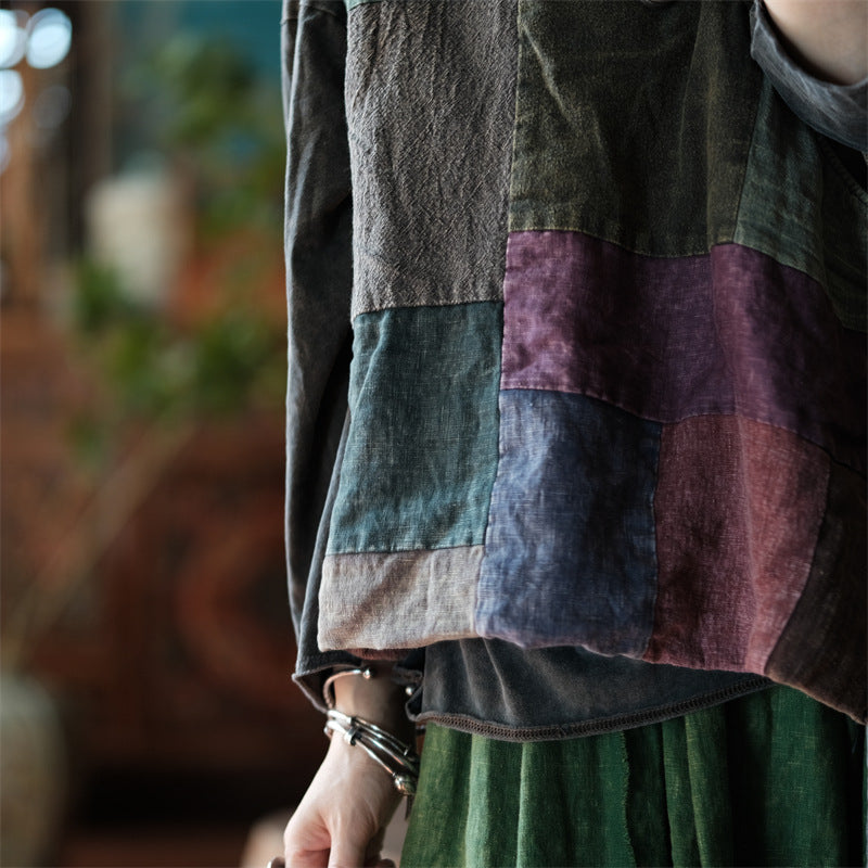 Chaleco cruzado de patchwork vintage