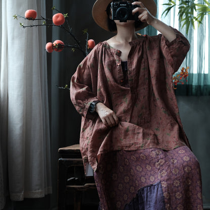Faded Orchard Ramie Blouse
