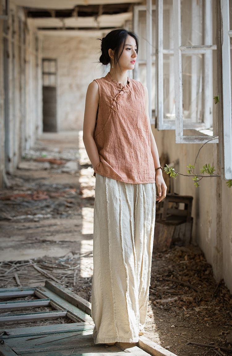 Blusa de lino con cruces vintage