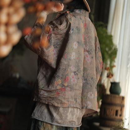 Quimono floral de lino Vintage Bloom
