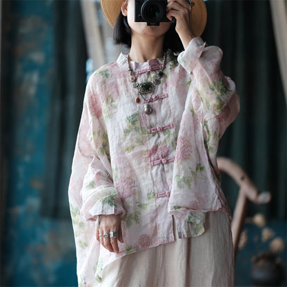 Blusa vintage floral con viento