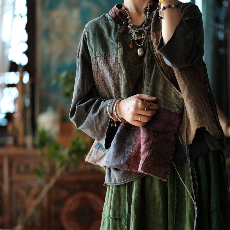 Chaleco cruzado de patchwork vintage