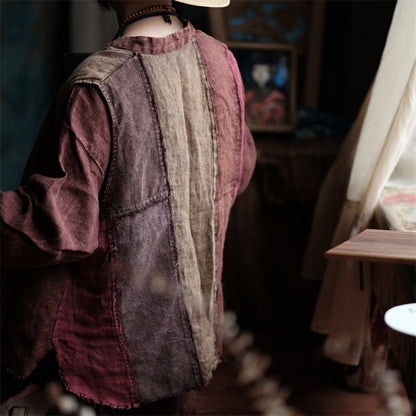 Chaleco de lino con patchwork vintage