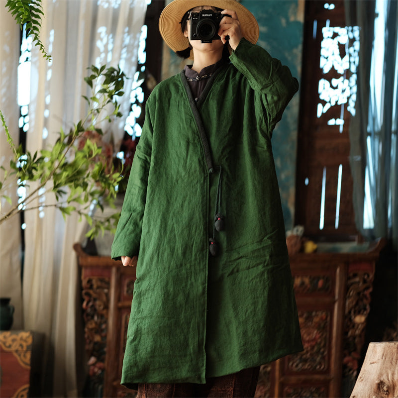 Chaqueta de lino vintage con accesorios de tela para atar