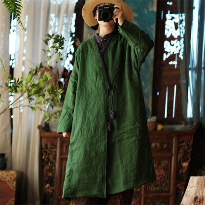 Chaqueta de lino vintage con accesorios de tela para atar