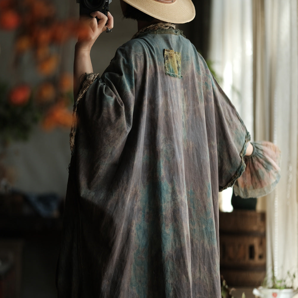 Faded Meadow Linen-Cotton Kimono Coat