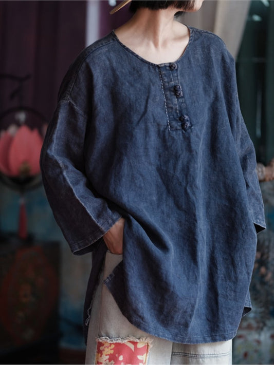 Women's Oversized Vintage Breeze Linen Shirt – Lightweight and Breathable