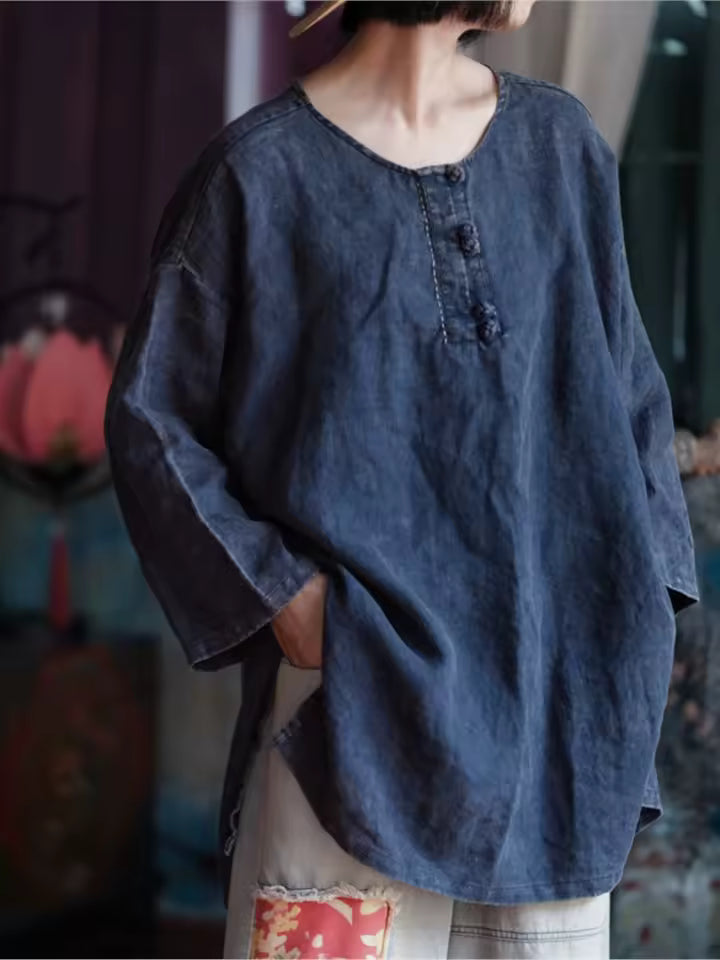 Women's Oversized Vintage Breeze Linen Shirt – Lightweight and Breathable