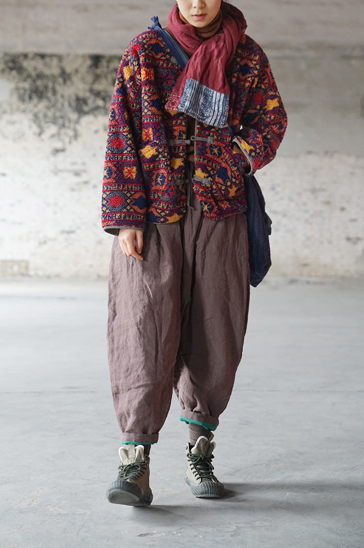 Chaqueta vintage con estampado étnico