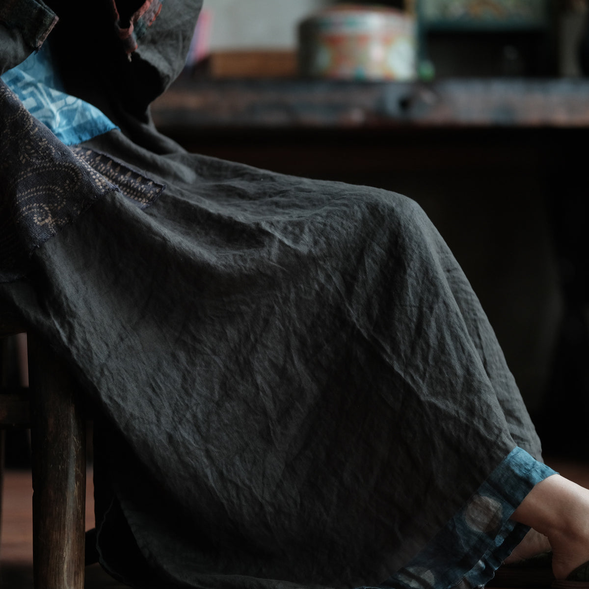 Indigo Relic Linen Dress